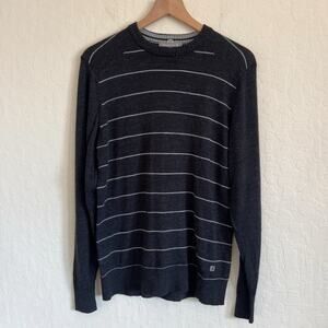 Smartwool Men’s 100% Merino Wool Pullover Crewneck Sweater Small Gray Stripes